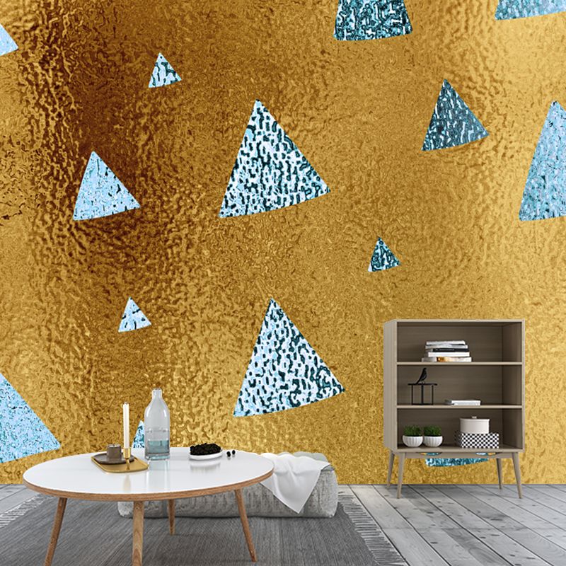 Modern Triangle Print Wallpaper Mural Dark Color Foil Wall Art for Hallway, Size Optional