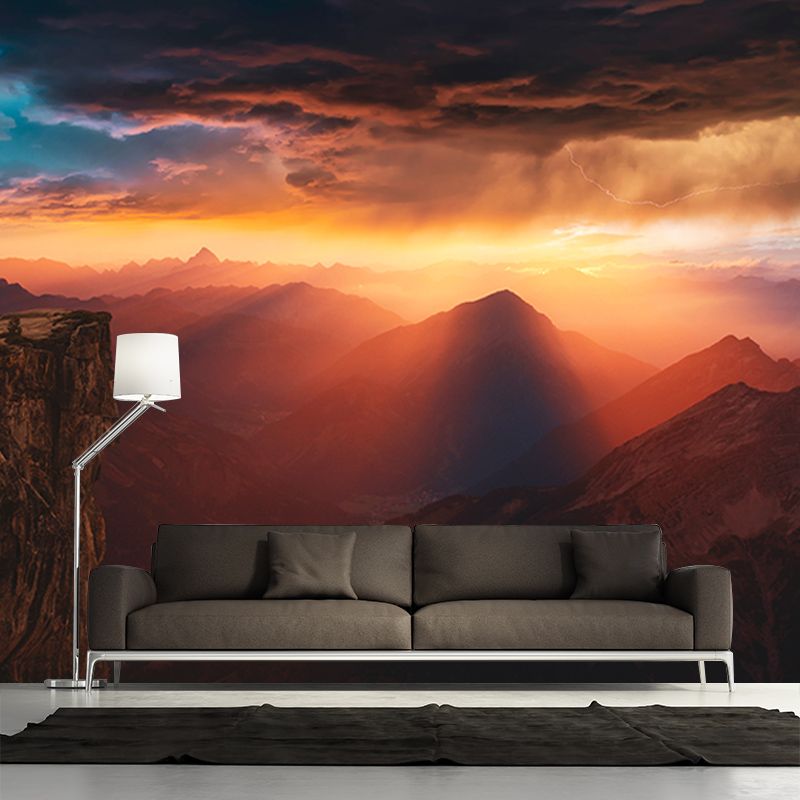Customized High Mountain Mural Wallpaper Contemporary for Dining Room Decor