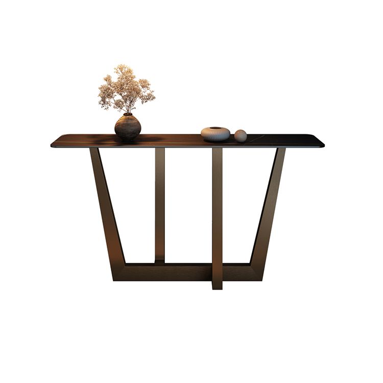 Glam Stone Console Table Rectangle Golden Console Sofa Table for Hall