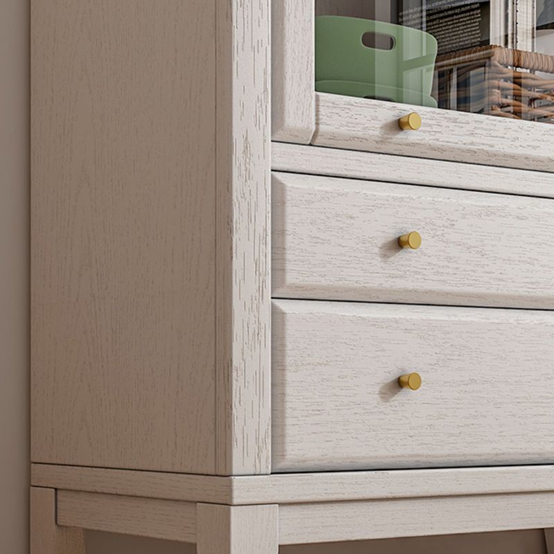 White Standard Bookshelf Modern Wooden Bookcase with Cabinets