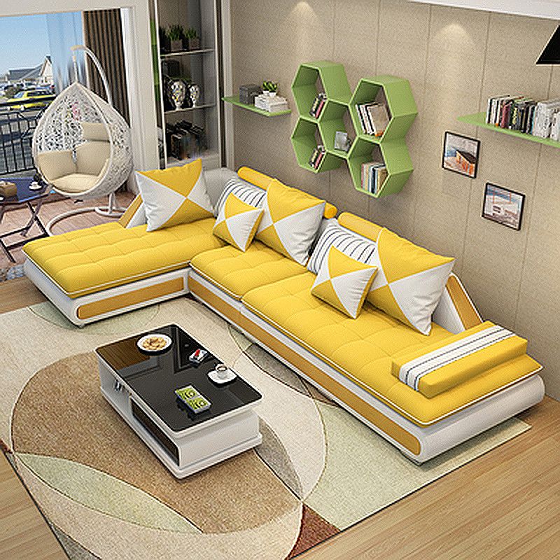 129.13 Inches Long Velvet Sectional Modern Sectional for Living Room