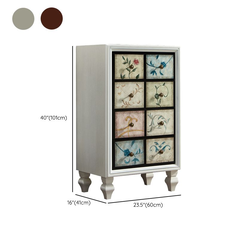 Traditional Bedroom Wooden Storage Chest Horizontal Chest with Drawers