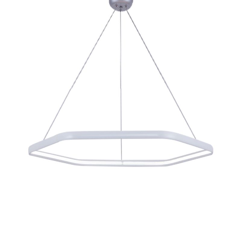 Costilla hexagonal de nivel sencillo Simplicidad acrílica 1/2/3 lámpara colgante de LED en negro/plateado/blanco