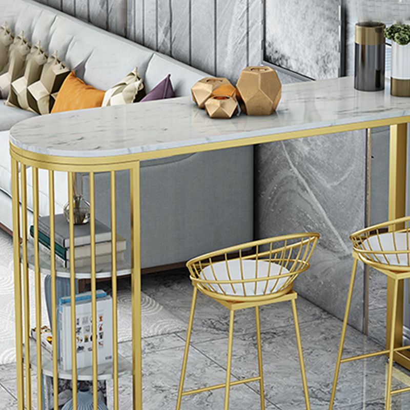 White and Gold Pub Table Set 1/2/3 Pieces Modern Indoor Table and Stools