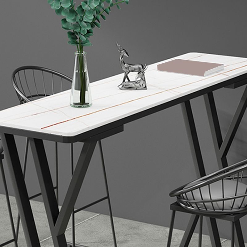 Modern Style Bistro Bar Table Rectangle Stone Top Bar Table for Dining Room