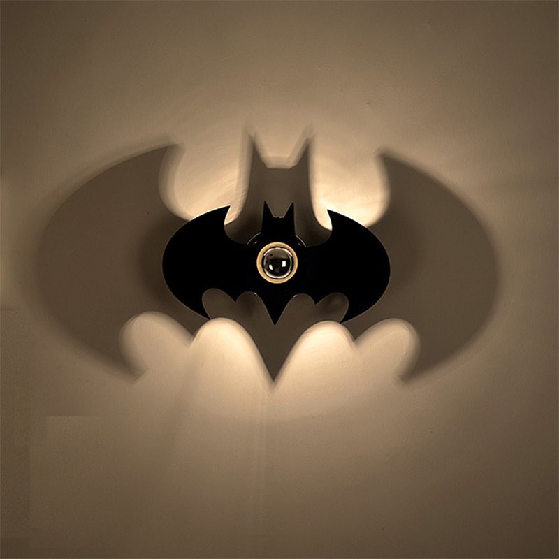 Black 1 Light Wall Sconce Acrylic Batman Wall Light Fixture for Kids Room