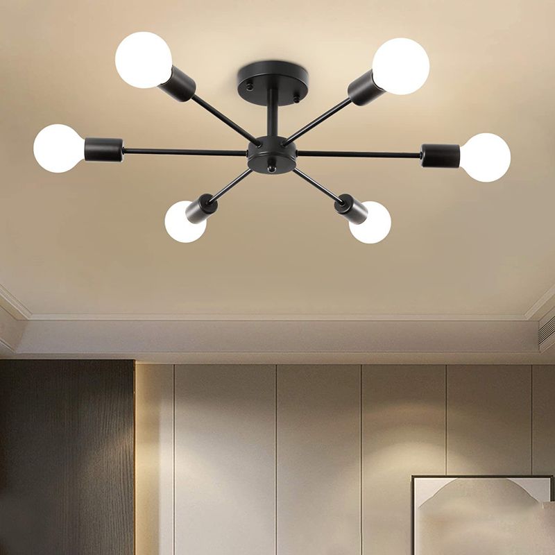 Metal Sputnik Shape Flush Mount Lights Modern Multi Light Flush Mount Light Fixtures