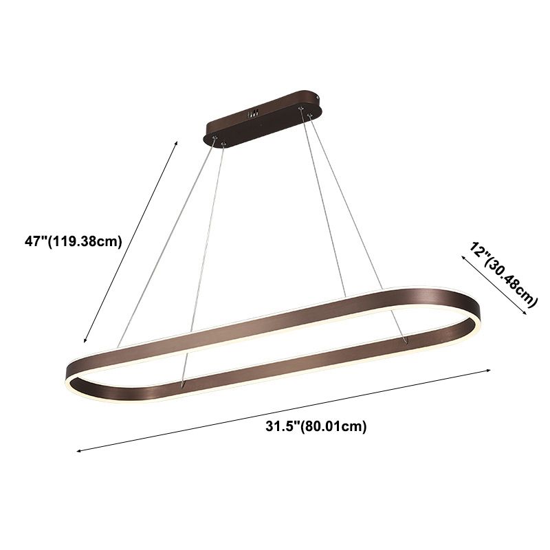 Oval Aluminum Island Pendant Lights Modern Style 2-Lights Chandelier Lamp Fixtures