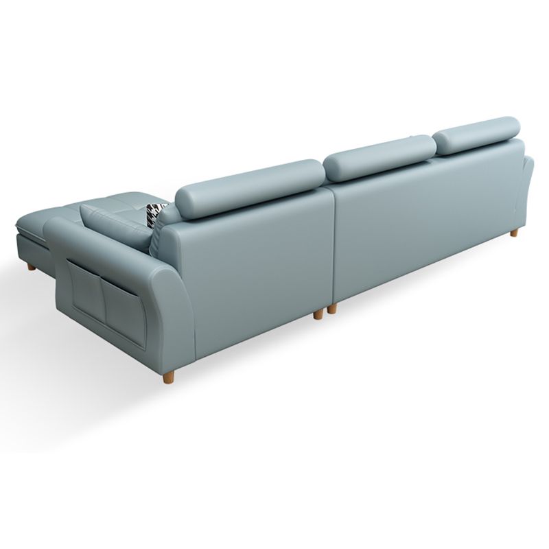 Flared Arm Sectional with Adjustable Headrest and Pocket Storage for Living Room