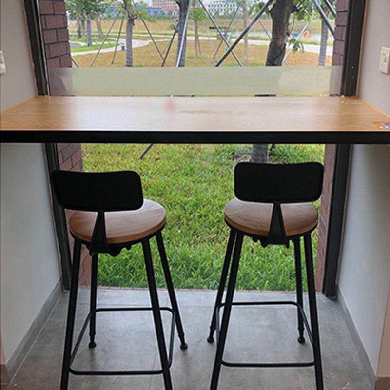 Modern Style Brown Bar Table Solid Wood and Iron Coffee Shop Bar Table