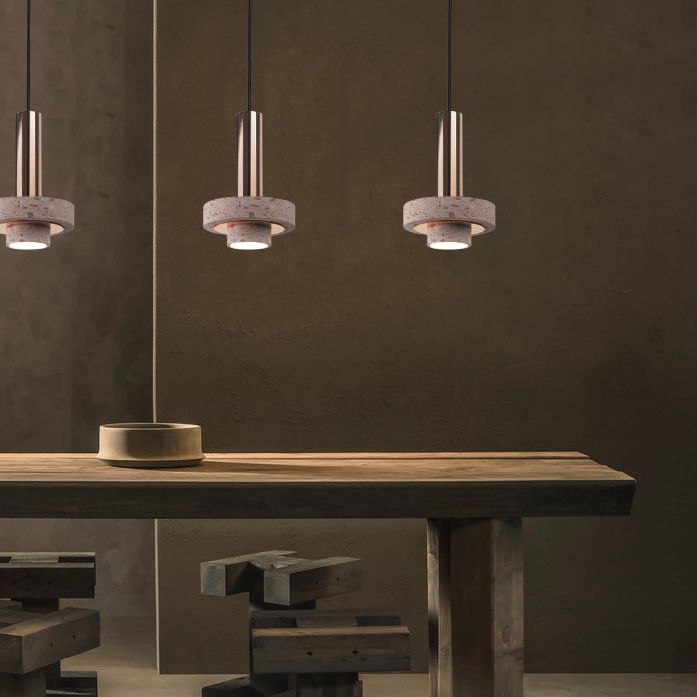 Luce cilindrica a sospensione cilindrica di pietra Light a 1 luce moderna di ciondolo commerciale a sospensione