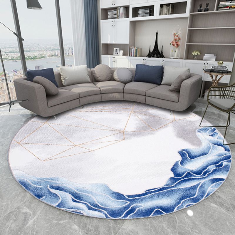 Casual Color Block Rug Multicolor Rayon Area Carpet Pet Friendly Washable Indoor Rug for Living Room