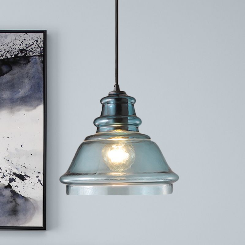 16 "/18" /23.5 "largo maschion baratto/globo/batteria leggera moderna vetro blu moderno 1 lampada appesa nera leggera con baldacchino rotondo/lineare, multime