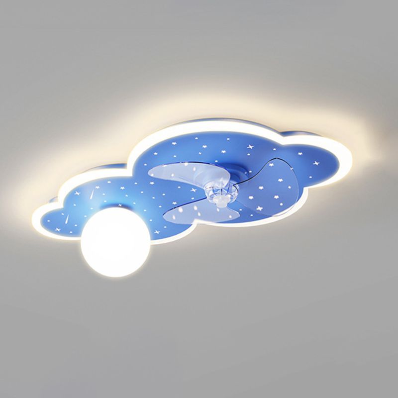 3-Blade Fan with Light Children Blue Ceiling Fan for Restaurant