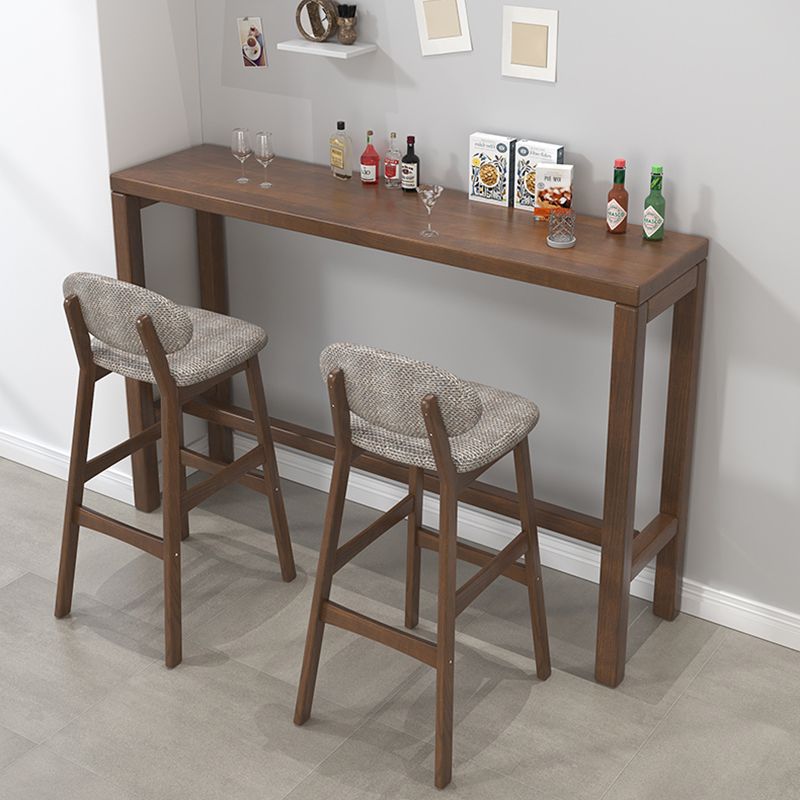 Modern Dining Room Rectangle Trestle Solid Wood Bar Dining Table