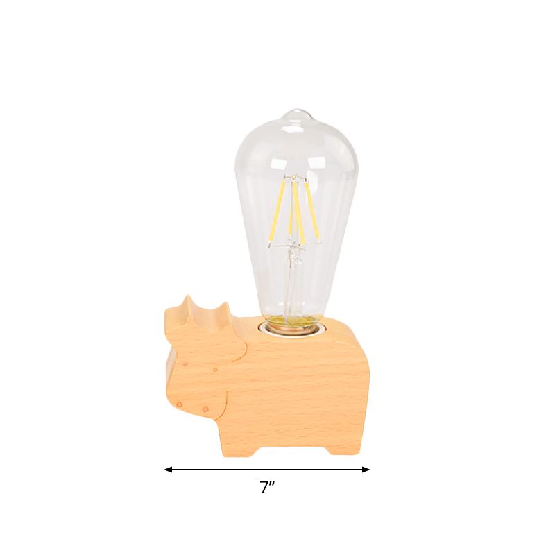 Modern Single Bulb Reading Lamp with Glass Shade Beige Sheep/Elephant/Cow Small Desk Lamp for Bedroom