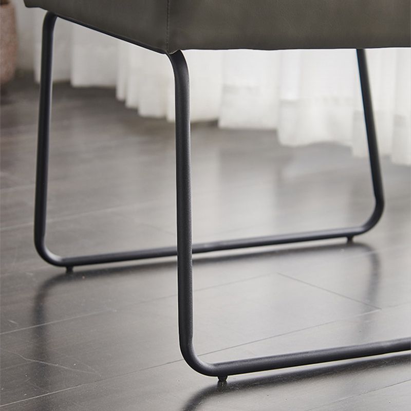 Contemporary Metal Dining Armless Chair Faux Leather Dining Chairs for Home Use