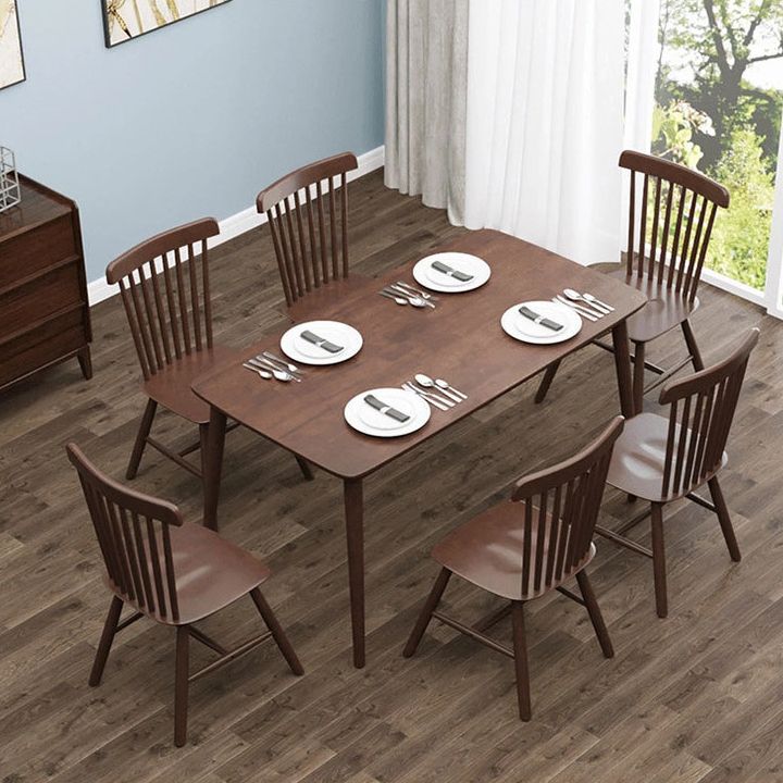 Solid Wood Dining Table Rectangle Contemporary Dining Table with 4 Legs