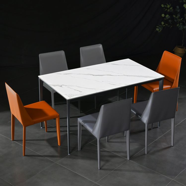 Sillas de comedor de cuero contemporáneas tapizadas sin brazos para uso doméstico