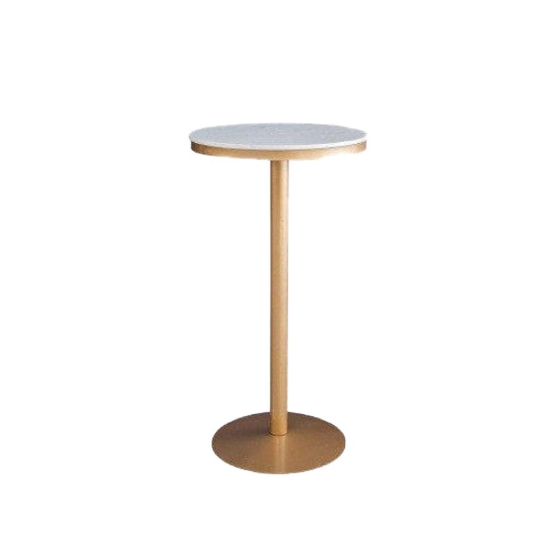 Glam Style Bar Table Faux Marble Bar Dining Table with Pedestal Base