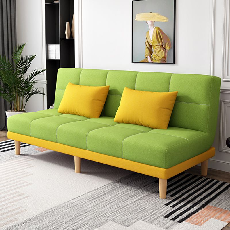 Armless Tight Back Bed Settee Cotton Blend and Faux Leather Sofa Bed