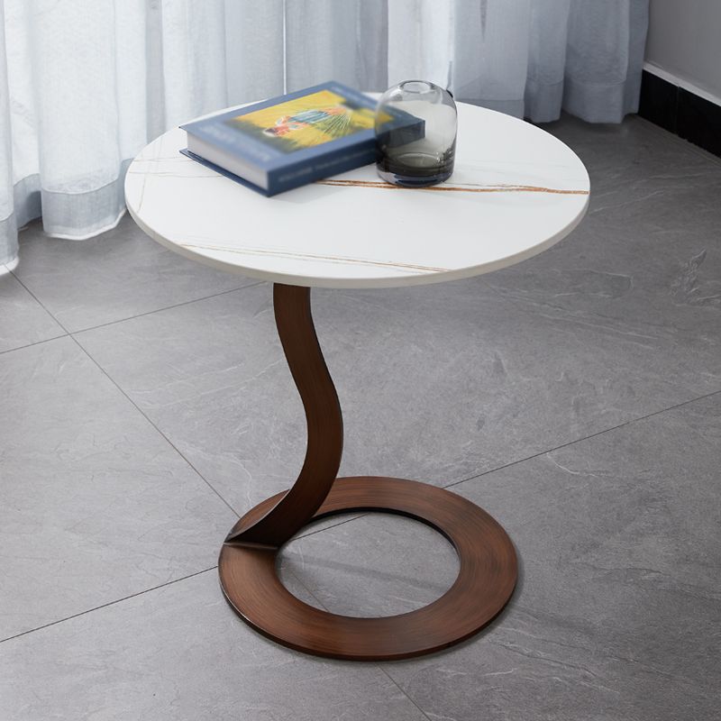 Metal Black Round Modern Block Side Table White Pedestal End Table