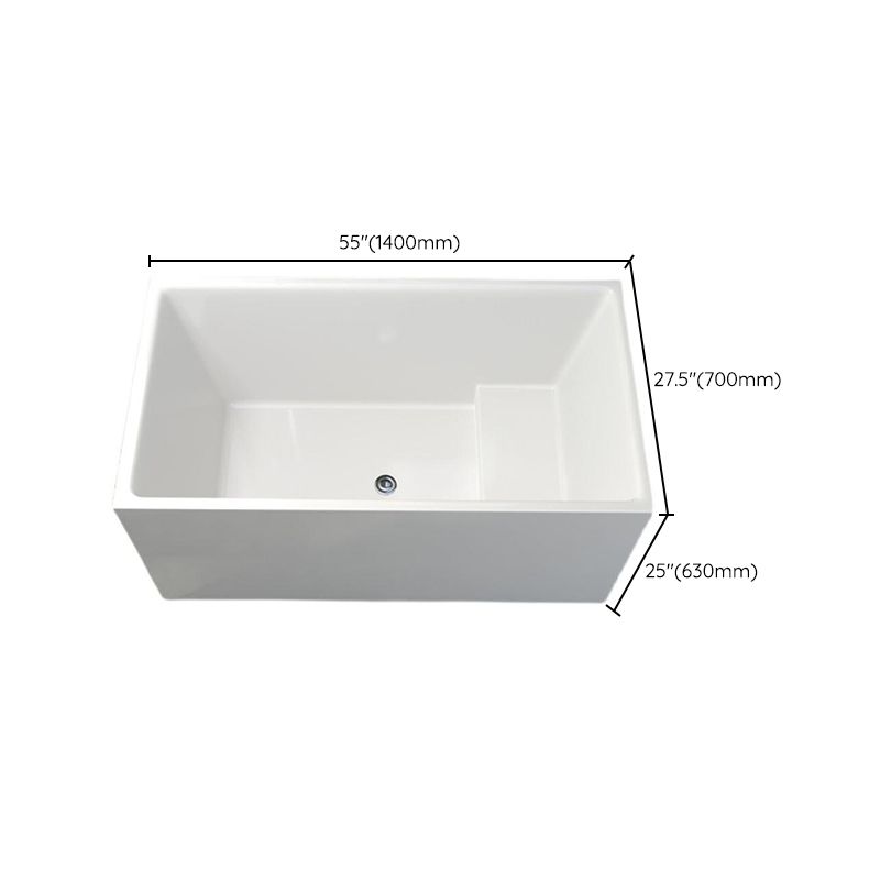 White Modern Bathtub Freestanding Acrylic Soaking Rectangular Bath