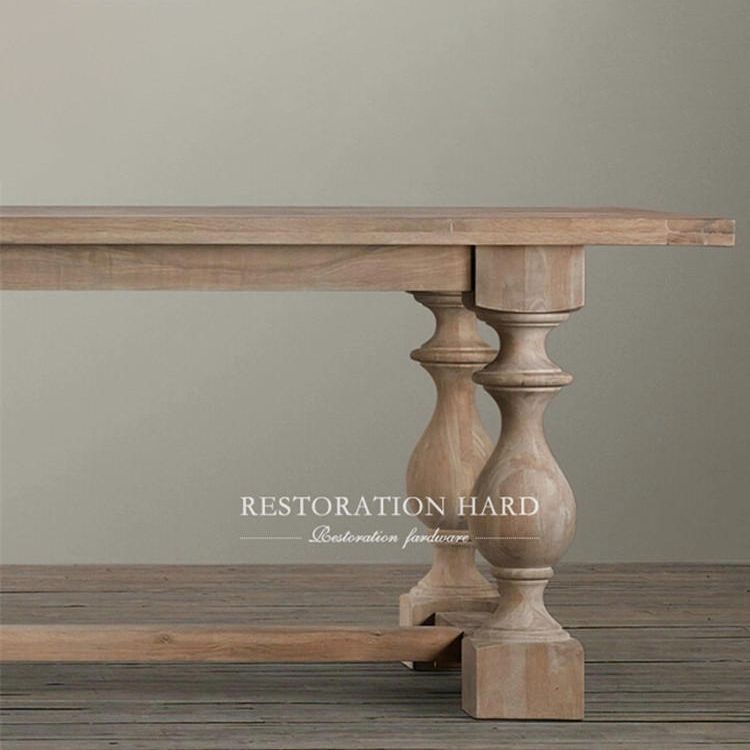 Farmhouse Style Fixed Solid Wood Dining Room Table with 4 Solid Wood Legs Kitchen Dining Set