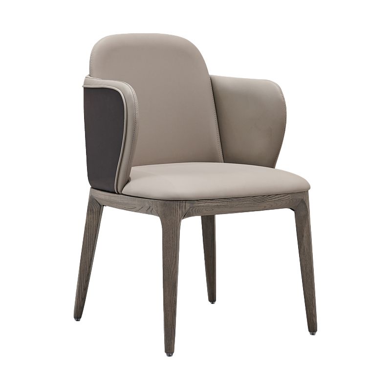 Faux Leather and Solid Wood Modern Dining Accent Chair for Home