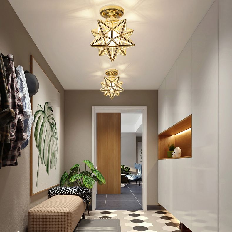 Lámpara de techo geométrica Cobre moderno 1 Montaje de alambre de luz con agujero 2-3.5 '' Dia para el pasillo