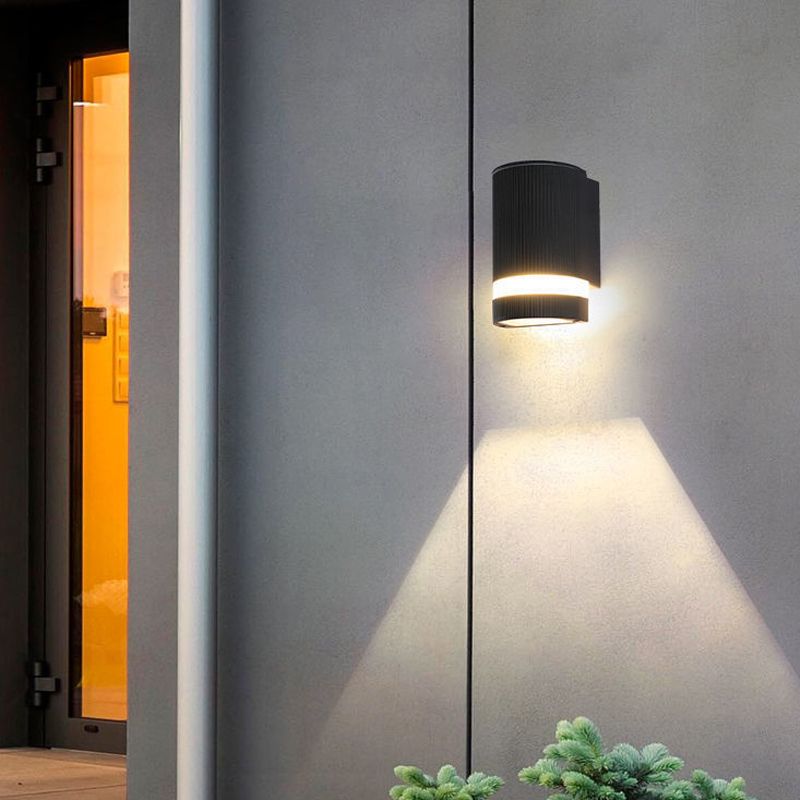 Cylinder Shape Sconce Modern Style Metal 2 Lights Wall Light in White/Black