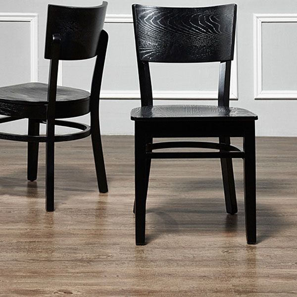 Ouvrez les chaises de salle à manger sans bras arrière avec des pattes en bois (ensemble de 2)