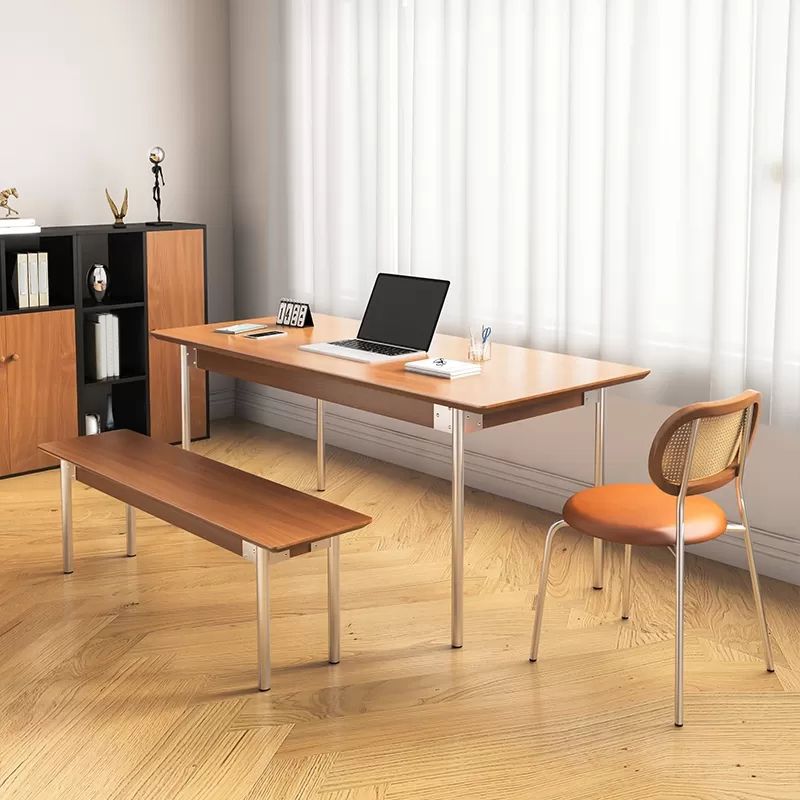 Industrial 1/2/3/4/5 Pieces Rectangle Dining Set Solid Wood Dining Room Table with Chairs