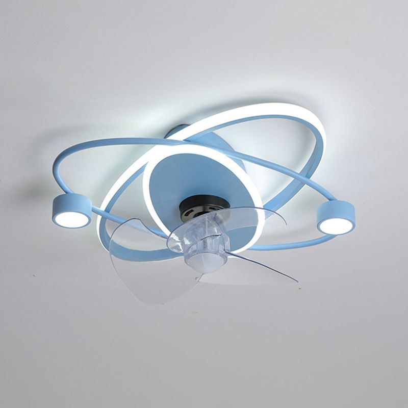 3-Blade Children Fan with Light LED Metallic Pink/Blue Ceiling Fan for Home