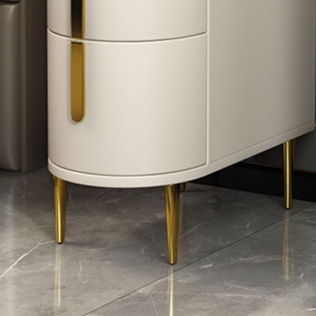 Glam 22.4-inch Tall Stone Top End Table Brass 4 Legs Sofa Side Table