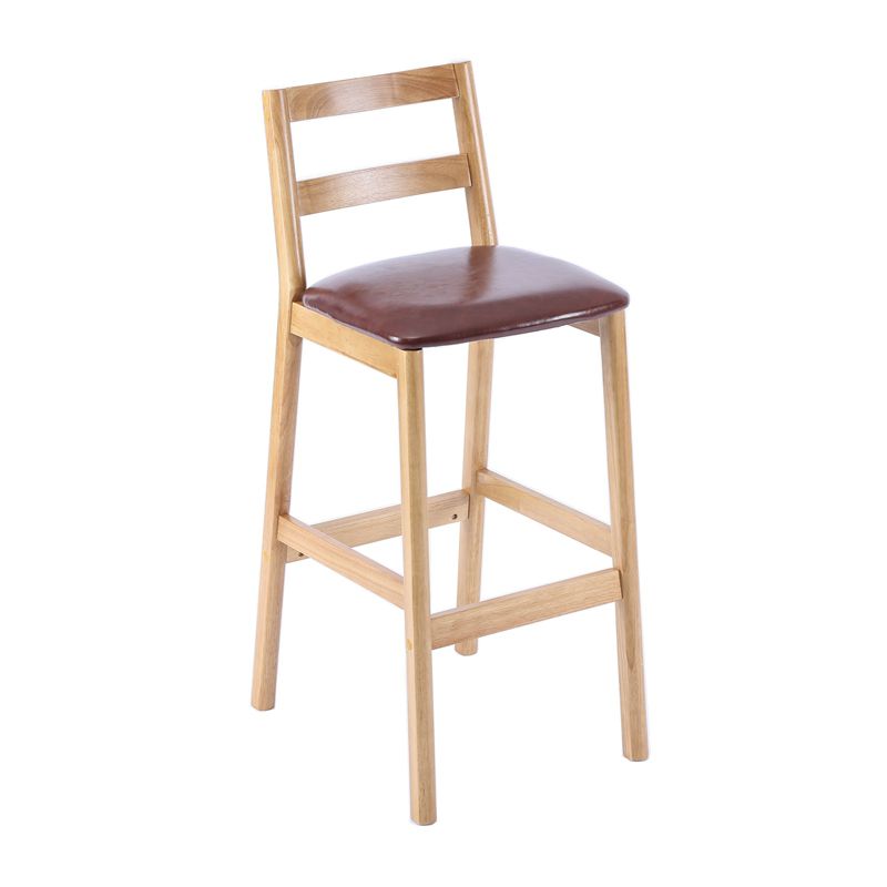 Modern Armless Backrest Counter Stool Wood Cafe Bar Stool with Cushion