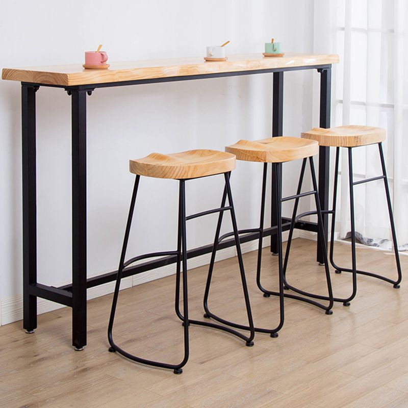 Solid Wood Bar Table Set Full Natural and Black 1/2/4 Pieces Pub Dining Set