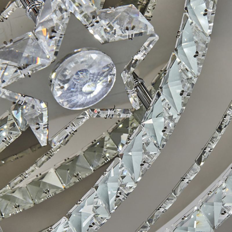 Contemporary Star Flush Light Crystal Flush Mount Ceiling Fixture in Silver
