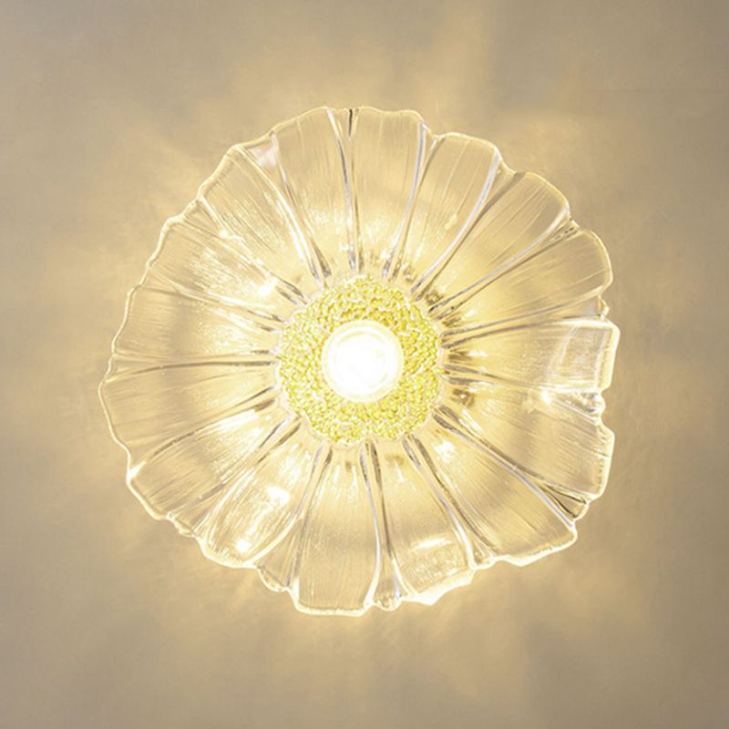 Single Golden Flush Mount Lighting Glass Ceiling Light for Living Room