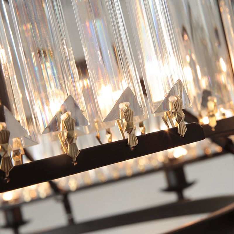 Modern Loop Shaped Chandelier Crystal Prism Pendant Lighting Fixture for Living Room