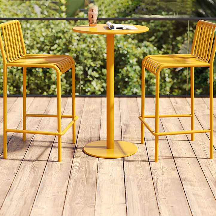 Modern Armless Backrest Counter Stool Iron Courtyard Bar Stool with Seat and Pedal