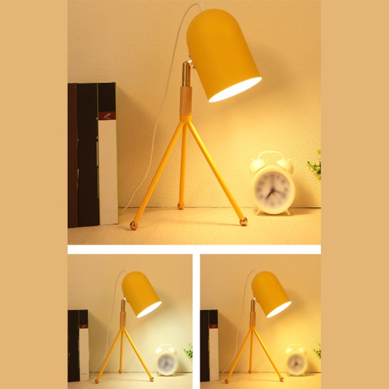 Macaron Tripod Table Light Metallic 1 Bulb Dorm Room Reading Book Lamp with Dome Shade
