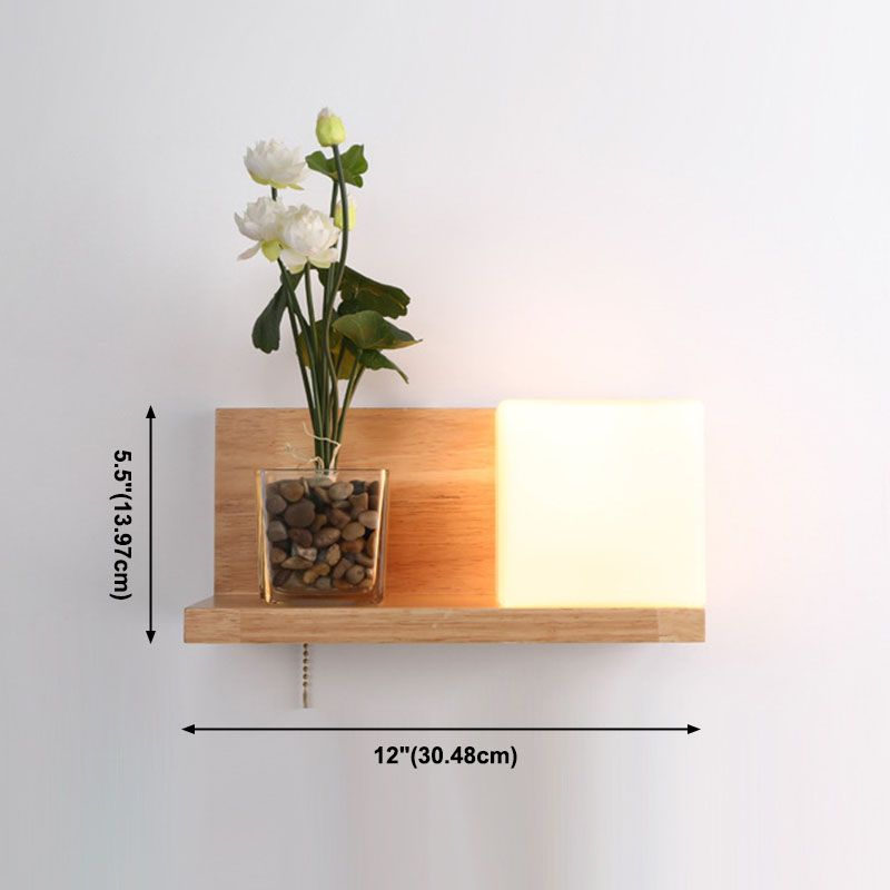 Lampada da parete rettangolare in legno in vetro minimalista moderno Pronzo da parete interno