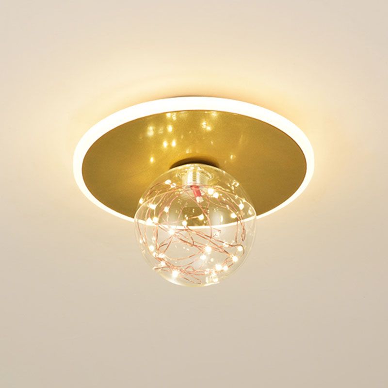 Global Glass Plafonnier moderne à 1 lumière à montage encastré à LED pour couloir