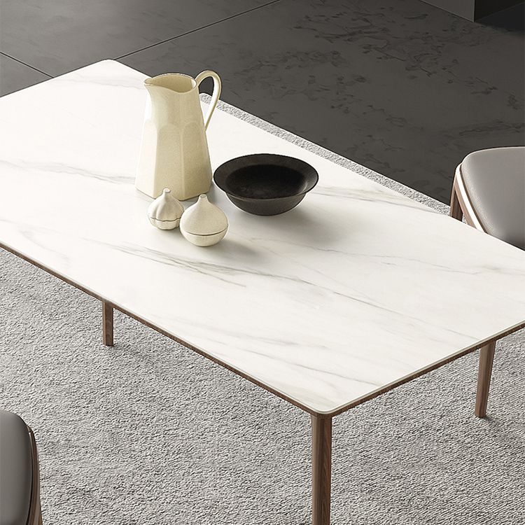 Mesa rectángulo de piedra sinterizada moderna medieval con 4 piernas de madera