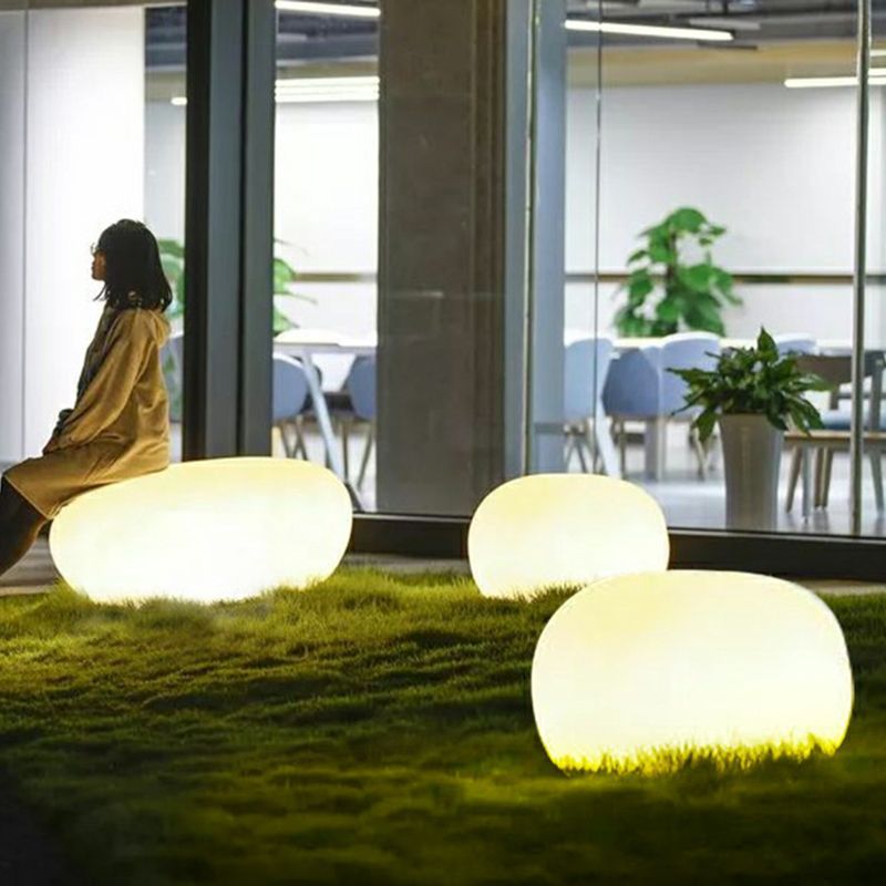 Stone Shaped Rechargeable Landscape Lamp Minimalist Plastic White LED Lawn Light for Yard