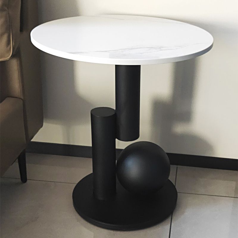 Pedestal Base Design Rock Slab Table Top Black Gold/grey/white Round Side Table