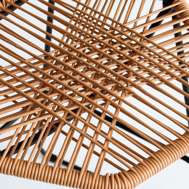 Modern Style Wicker Low Back Armed Bar Stool with Metal Legs