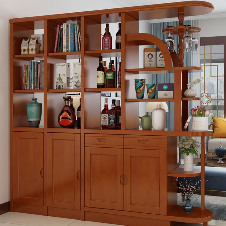 Contemporary 2-drawer Solid Wood 74.8" Tall Accent Cabinet with Doors