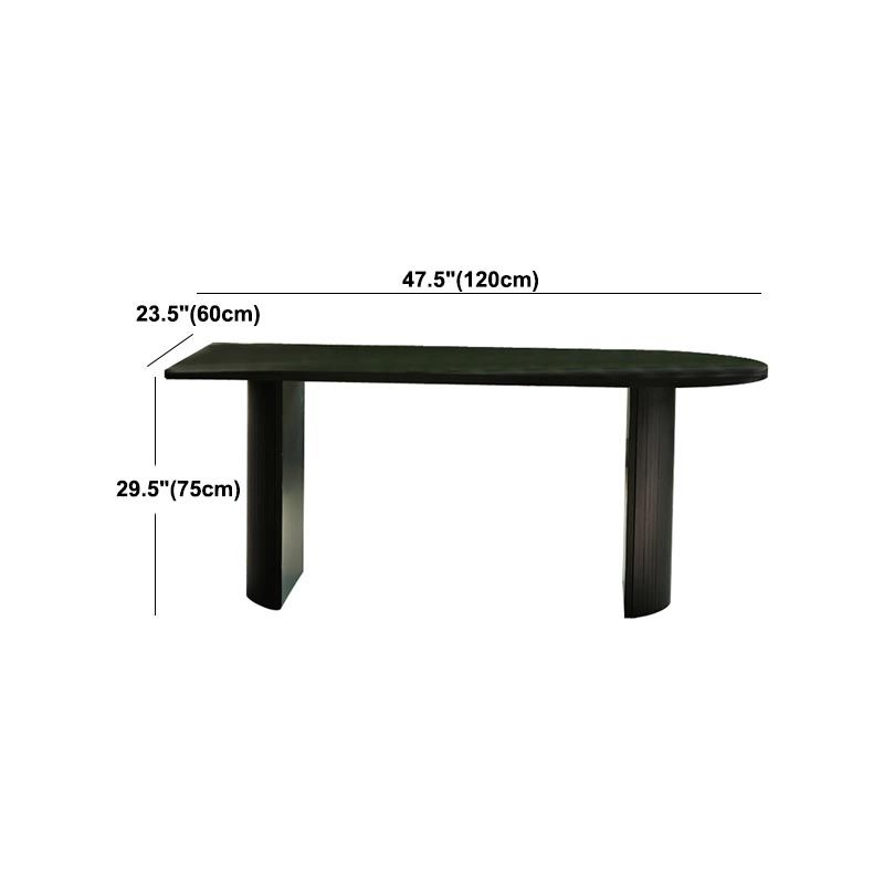 Free Form Black Dining Table Wood Table Contemporary with Double Pedestal